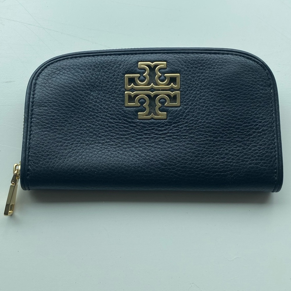 Tory Burch Black Britten Wallet with Gold Logo